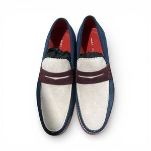 Marc Nolan Men Abe Leather Penny Loafer Blue Tan Burgundy Size 7 Mens